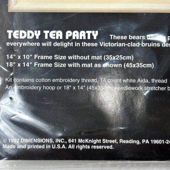 Dimensions Counted Cross Stitch Teddy Tea Party NWT - Picture 5 of 7